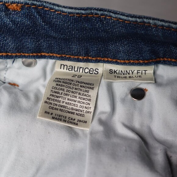 Maurices True Blue Skinny Fit Jeans, 99% Cotton, Size 29 - Picture 4 of 4